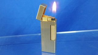 Vintage Swiss Dunhill Rollagas Lighter Ribbed Gl Pl Serviced