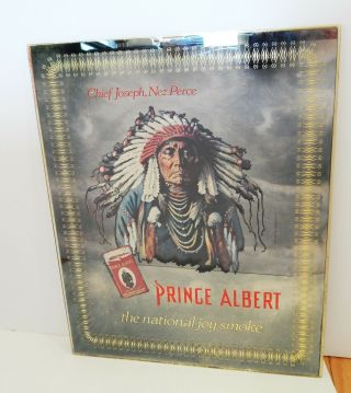 Rare Vintage PRINCE ALBERT Chief Joseph Nez Perce 3D Advertising Mirror Sign 2
