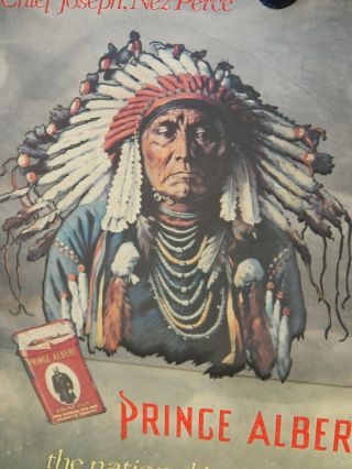 Rare Vintage PRINCE ALBERT Chief Joseph Nez Perce 3D Advertising Mirror Sign 3