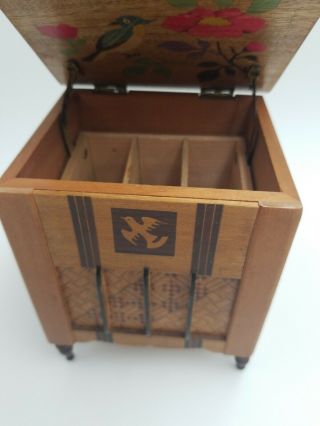 Vintage Antique Wooden Cigarette Dispenser Box Birds Dog Occupied Japan 1940’s 2