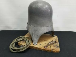 Vtg Head Form Mold Aluminum Electric Hat Stretcher Block 21 " 1/2 With Base Work