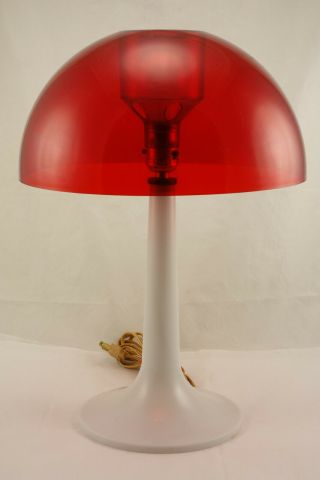 Vintage Gilbert Softlite Mcm Space Age Mushroom Top Lamp With Red Shade