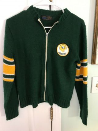 Vintage Green Bay Packers Zip Up Sweater Youth Large