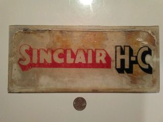 Vintage Sinclair Glass Gas Station Pump Dino Part Sign H - C
