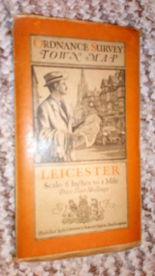 1919 Old Vintage Os Ordnance Survey Six Inch Town Map Leicester Street Plan