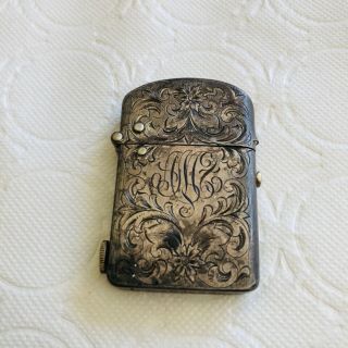 Nassau Dec.  26,  1905 Push Button Lighter.  Sterling Silver Chased And Monogramed.