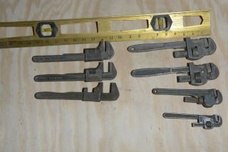 Set Of 7 Antique Vintage Adjustable Plumber Pipe Wrenches 5 " - 10 "