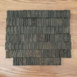 117 Antique 1.  75 " Wood Type Printing Blocks Alphabet Letterpress Letters Numbers