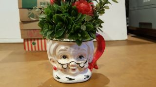 Vintage Lefton Mrs Santa Claus Christmas Coffee Mug Cup Japan Ceramic
