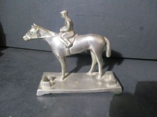Vintage Metal Racing Horse Jockey Business Card Holder D181 Ps