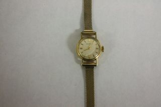 Vintage Ladies Movado Wrist Watch 17 Jewels 18k Gold Case 10k G.  F.  Band