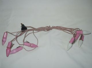 Vtg Rare Gilbert Pink String C6 Christmas Lights Pink/white Bulbs &