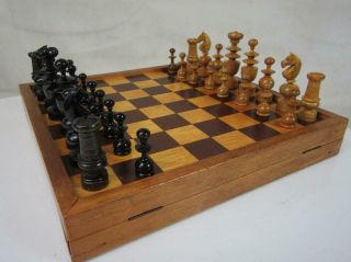 Antique Chess Set French Regence And Vintage 3 Games Board