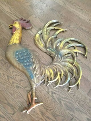 Vtg Mcm 1959 Syroco Extra Large Wall Plaque Hanging Rooster Chicken Mid Century