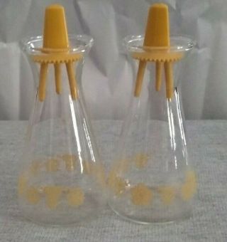 Htf Vintage Corelle Butterfly Gold Flowers Clear Glass Salt & Pepper Shakers