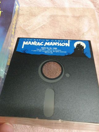 Boxed Software Maniac Mansion Apple II Apple IIe IIc 128K Lucasfilm GAMES 2