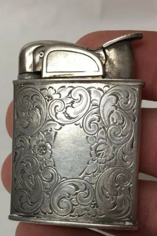 Vintage R Blackinton Sterling Silver Etched Pattern Evans Pocket Petrol Lighter