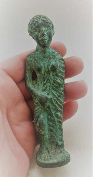 Unresearched Ancient Near Eastern Bronze Idol In The Form Of A Woman Rare