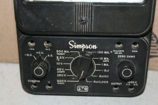 Vintage Simpson 270 Series 4 Volt Ohm Milliammeter Multimeter Rare Tester 3