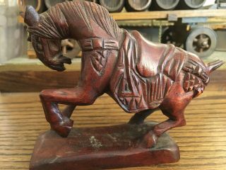 Vintage Carved Wooden Asian War Horse