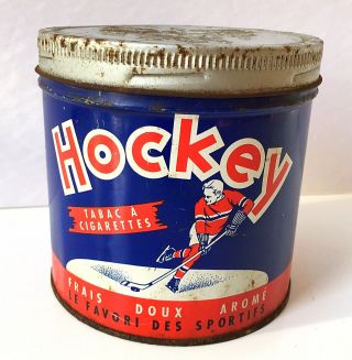 1940’s Hockey Cigarette Tobacco Tin Can W/ Hockey Player