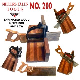 Millers Falls 200 Vintage Miter Box With Saw Made Of Laminated Two Tone Wood