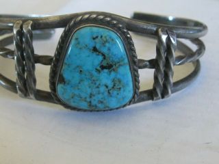 Vintage Navajo Sterling Silver Tear Drop Turquoise Split Shank Cuff Bracelet