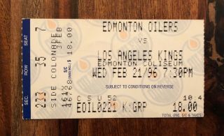 Nhl Kings Vs Edmonton Oilers Ticket Stub - Feb 21,  1996 - Gretzky Last King Goal