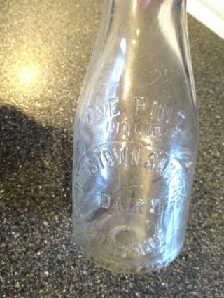 Johnstown Sanitary Dairy Co.  One Pint Liquid Embossed Vintage Milk Bottle