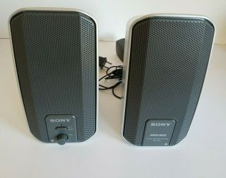 Vintage Sony Srs - A202 Powered Speakers Mega Bass Computer Speakers Aux Input