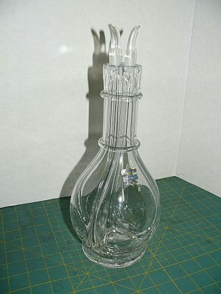 Vintage Blown Glass 4 Chamber Liquor Wine Decanter Bottle W/ Stoppers France