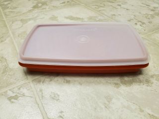 Vintage Tupperware Deli Lunch Meat Container 816 Paprika Red 9 X 5 Sheer Lid Euc