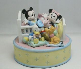 Rare Vintage Disney Baby Mickey Minnie Pluto & Donald Daisy Duck Music Box
