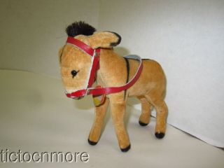 Vintage German Steiff Mohair Horse & Bridle Stuffed Animal W/ Tag