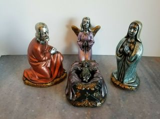 Vintage Ceramic Holland Mold Nativity 5 Piece Set Made In 1971 By Ara