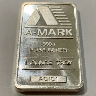 Vintage A - Mark 1 Troy Ounce Silver Bar.  999 Fine Silver A0101