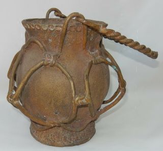 Vtg.  Or Antique African Brass,  Bronze Basket,  Pail W/handle Heavy At 10 Plus Pd.