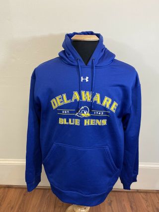Under Armour University Of Delaware Blue Hens Hoodie Mens Size Medium Loose
