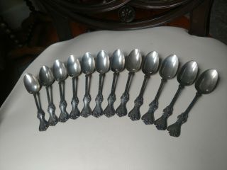 12 Antique Sterling Silver Spoons,  Duke Of York,  Monogrammed,  Whiting Manu,  309g