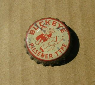 Buckeye Pilsener Type Cork Beer Cap Toledo Ohio Vintage Crown Cap Top