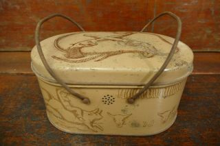 Vintage Western Cowboy Metal Tin Lunchbox - Ranch Rodeo Themed Crossed Revolvers