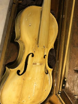 Antique Vintage Jacobus Stainer German Violin Hair Horse Bow And Coffin Case 2