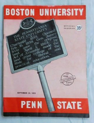 1955 Penn State Vs Boston University College Football Program 9/24/55