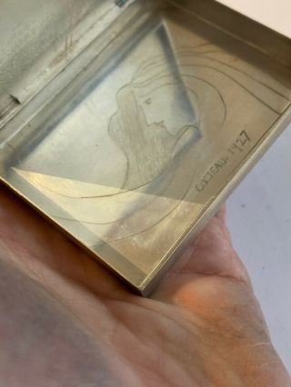 Jean Cocteau Engraving Sterling Silver Art Deco Cigarette Box Card Case Pill