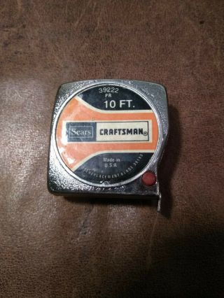 Vintage Sears Craftsman Usa 10 Ft Tape Measure Rule 39222 - Locking