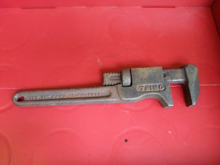 Antique 10” Trimo Adjustable All Steel Monkey Wrench Usa Vintage Tool Industrial