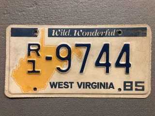 Vintage 1985 West Virginia License Plate Wild Wonderful R1 - 9744