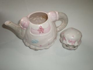 Vintage Ceramic Cat Tea Pot Set Utensil Holder Salt Shaker Creamer Pink 2
