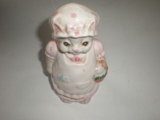 Vintage Ceramic Cat Tea Pot Set Utensil Holder Salt Shaker Creamer Pink 3