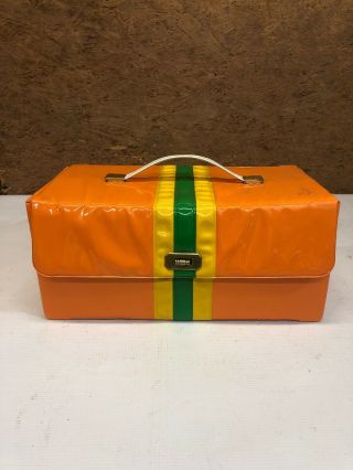 Vintage 8 Track Tape Carrying Case Funky Orange Three Striped